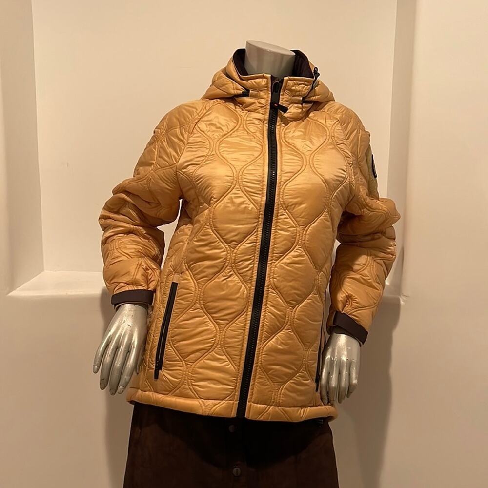 COLDSMOKE Women’s ZIP UP Puffer Jacket Gold Size S
